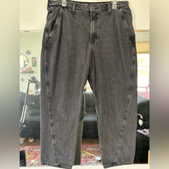 Banana Republic High Rise Barrel Leg Jeans Gray Wash SZ 14 Wide Leg - Picture 1 of 5